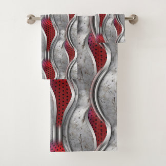 De vette metallische 3D Red Grey textuur Bad Handdoek