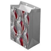 De vette metallische 3D Red Grey textuur Medium Cadeauzakje (Voorkant Gekanteld)