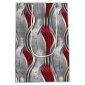 De vette metallische 3D Red Grey textuur Medium Cadeauzakje (Achterkant)