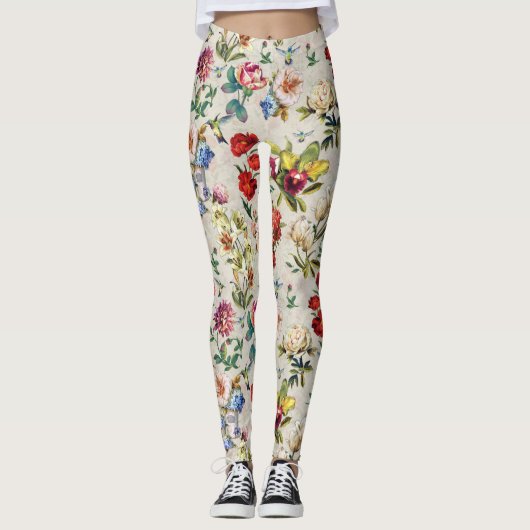 De Victoriaans-Era Floral Waterverf Creation Legg Leggings (Voorkant)
