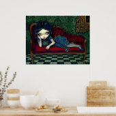De Victoriaans gothische kunst van Scarlet Sofa Poster (Keuken)