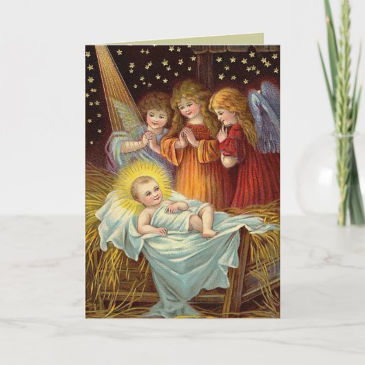 De Victoriaans Kerstkaart van de Geboorte van Feestdagen Kaart (Voorkant)