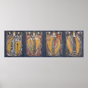 De vier koninginnen-deck van kaarten poster