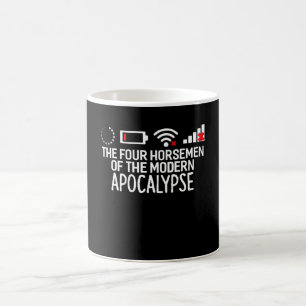 De vier paarden van de moderne Apocalypse Funny Koffiemok