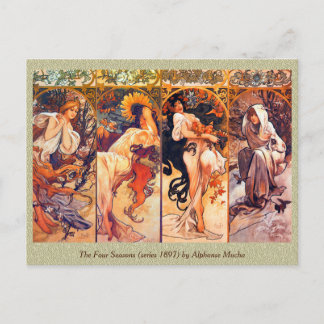 De vier seizoenen (serie 1897) van Alphonse Mucha Briefkaart