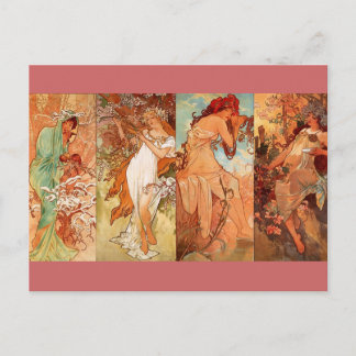 De vier sessies - Art nouveau Briefkaart
