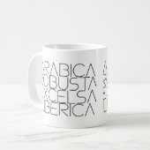 De vier soorten koffie koffiemok (Voorkant links)