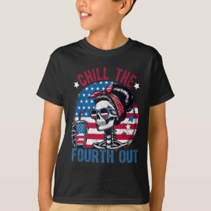 De vierde grappige skelet 4 juli patriottisch t-shirt