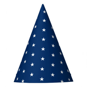 de viering van de witte sterren blauw patroon feesthoedjes