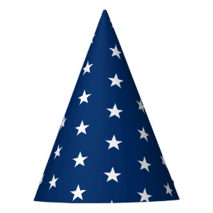 de viering van de witte sterren blauw patroon feesthoedjes