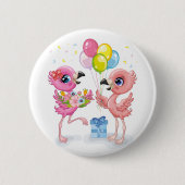 De viering van roze Flamingo Ronde Button 5,7 Cm (Voorkant)