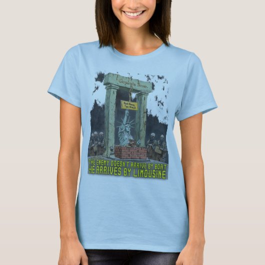 De vijand komt niet per boot t-shirt (Voorkant)