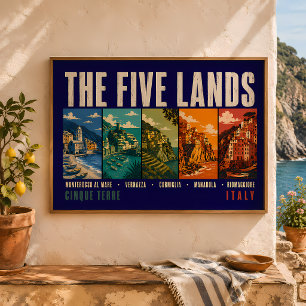 De vijf landen Cinque Terre Italië Illustratie Poster
