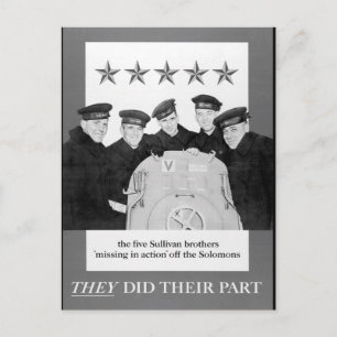 De vijf Sullivan broers "missing_War afbeelding" Briefkaart
