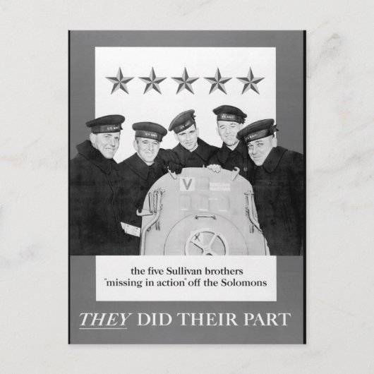 De vijf Sullivan broers "missing_War afbeelding" Briefkaart (Voorkant)