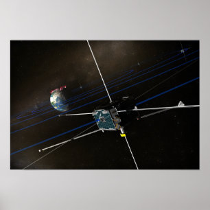 De vijf THEMIS-ruimtevaartuigen in een baan om de  Poster