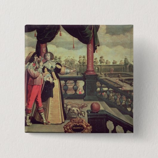 De vijf zintuigen - Geur Vierkante Button 5,1 Cm (Voorkant)