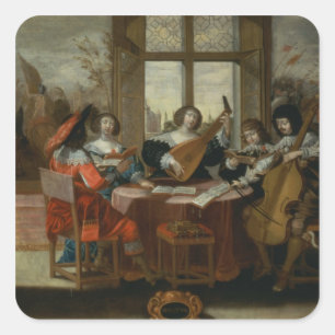De vijf zintuigen - het horen vierkante sticker