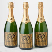 De vijftigste verjaardag is goud sparkling wijnetiket (Flessen)