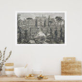 De Villa d'Este in Tivoli (graving) Poster (Keuken)