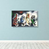 De vingers spellen L O V E Stretched Canvas (Insitu (Houten vloer))