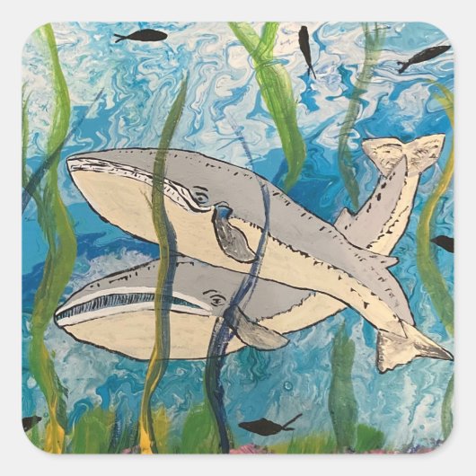 DE VINNEN WALVISSEN VIERKANTE STICKER (Voorkant)