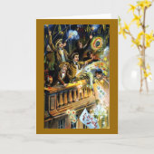 De vintage 4 Kaart van Juli (Gele Bloem)