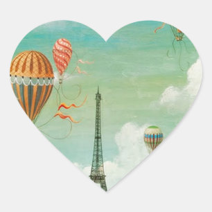De vintage ballons van PixDezines/Eiffel/Parijs Hart Sticker