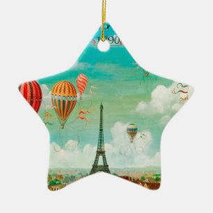 De vintage ballons van PixDezines/Eiffel/Parijs Keramisch Ornament
