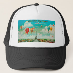 De vintage ballons van PixDezines/Eiffel/Parijs Trucker Pet