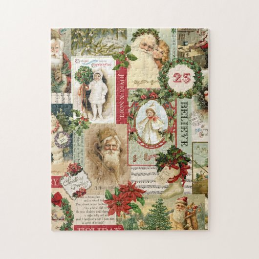 DE VINTAGE COLLAGE VAN KERSTMIS LEGPUZZEL (Verticaal)