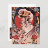 De vintage Dame van Valentijn Feestdagenkaart (Voorkant / Achterkant)