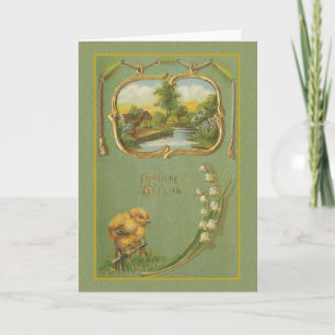 De vintage Duitse Kaart van Fröhliche Ostern Pasen