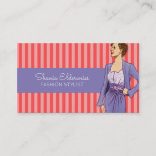De vintage Elegante Roze Streep van de Stilist van Visitekaartje