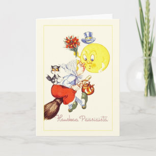 De vintage Finse Kaart van Hauskaa Pääsiäistä