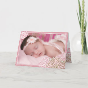 De vintage Foto van de Rozen van de Kool dankt u Bedankkaart