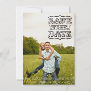 De vintage Foto van de Typografie bewaart de Save The Date