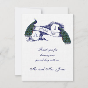 De vintage Foto van het Huwelijk van de Pauw dankt Bedankkaart