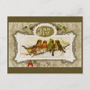 De vintage Groet van het Nieuwjaar Feestdagenkaart