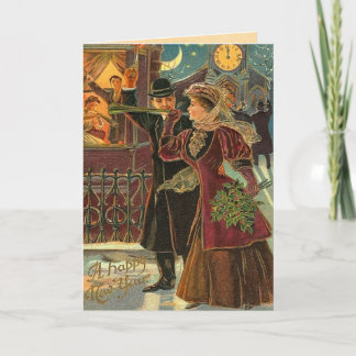 De vintage Groeten van het Nieuwjaar Feestdagen Kaart