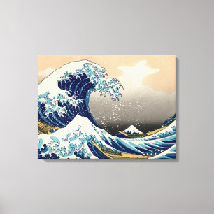 De Vintage, Grote Golf van PixDezines, Hokusai Canvas Afdruk