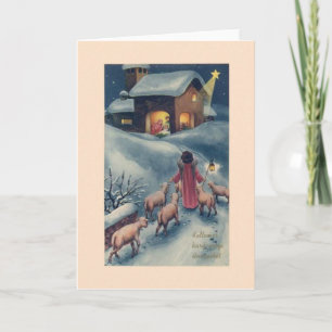 De vintage Hongaarse Kerstkaart van de Geboorte Feestdagen Kaart