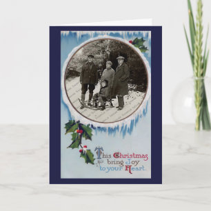 De vintage Ijzige Kerstkaart van de Winter Feestdagen Kaart