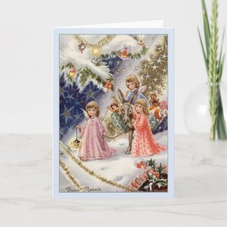 De vintage Italiaanse Kerstkaart van Buon Natale Feestdagen Kaart