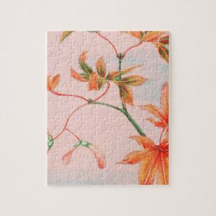 De vintage Japanse Bladeren van de Esdoorn Legpuzzel