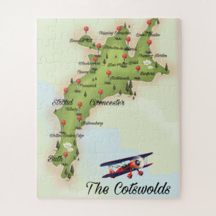 De vintage Kaart Cotswolds Legpuzzel