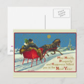 De vintage Kaart van de Nieuwjaren van de (Voorkant / Achterkant)