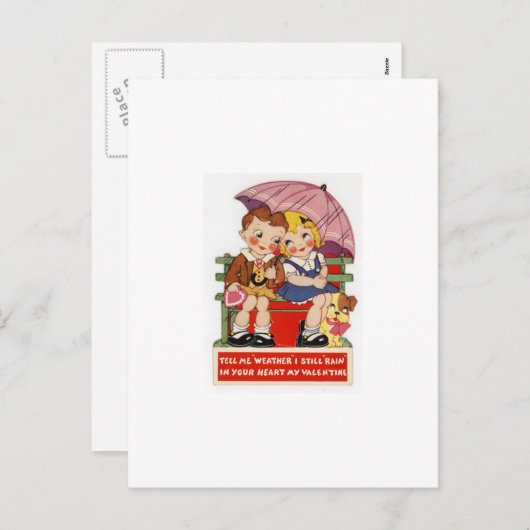 de vintage kaart van de Valentijnsdag (Voorkant / Achterkant)