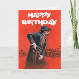 De vintage Kaart van de Verjaardag van Gunslinger