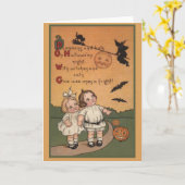 De vintage Kaart van Halloween (Gele Bloem)